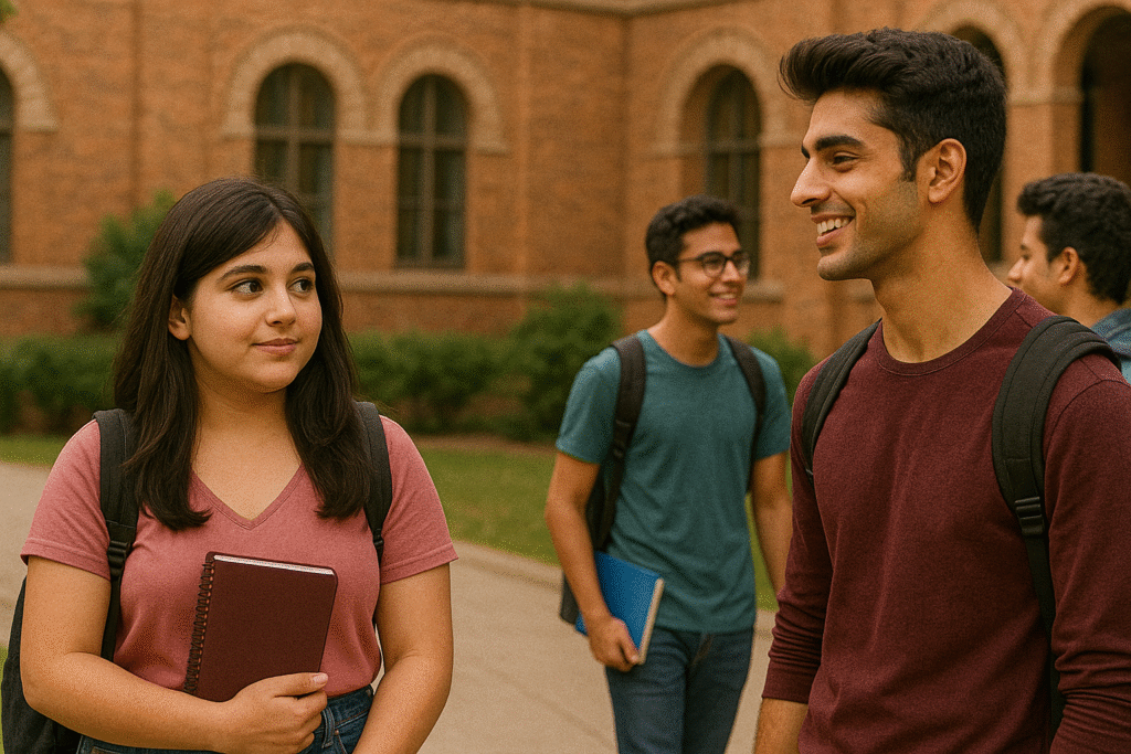 Girl confidently smiling and looking in the eye of her crush